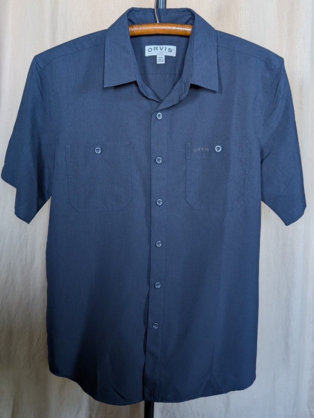 Orvis Navy Blue Short Sleeve Button Down Front Quick Dry Collared Shirt Men's M